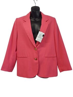 Appleseed's Petite 8P Orange Blazer Jacket 3/4 Sleeve Button Front Faux Pockets